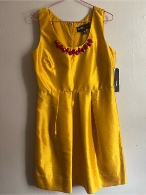 Miss Sixty Yellow Sleeveless Mini Dress with Pink Gem Trim